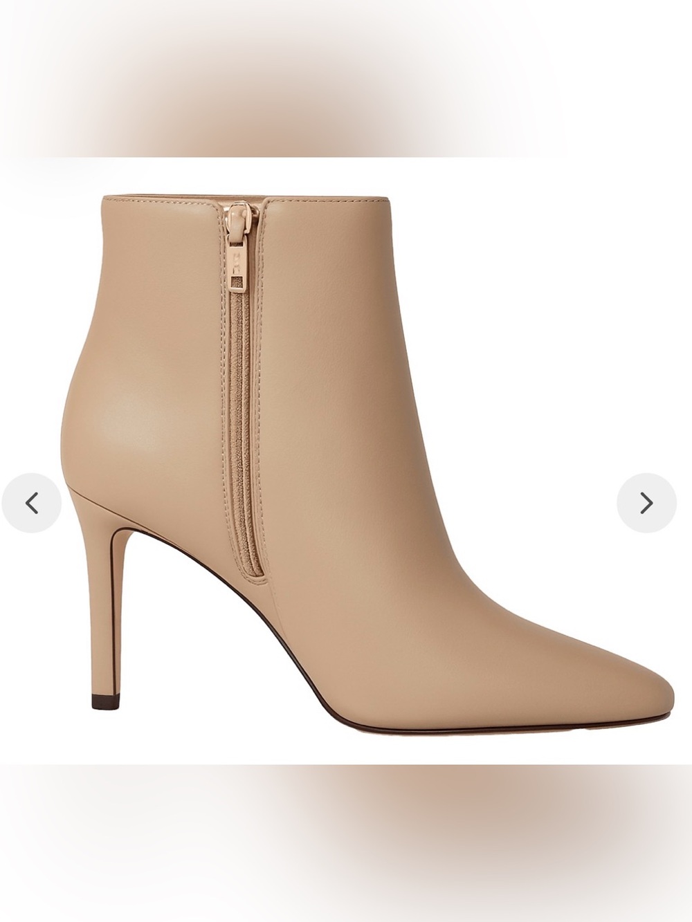 Calvin Klein Taupe Leather Pointed Toe Ankle Boots NWOT